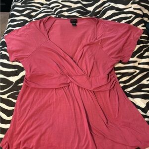 torrid Rose Pink Twist-Front Surplice Tunic Top